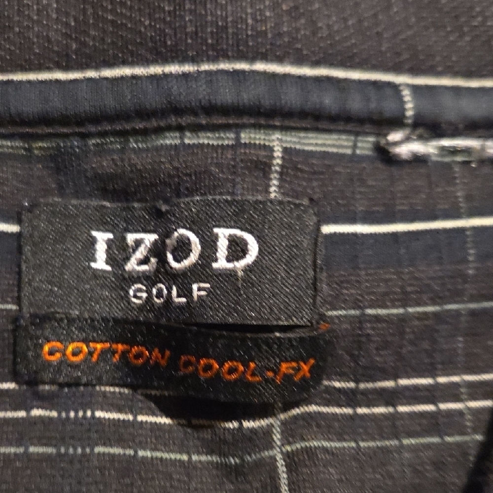 Izod Men's Black and Gray Striped Polo Shirt - Picture 6 of 9